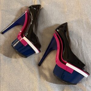 Vintage Versace Black and Pink Platform Heels